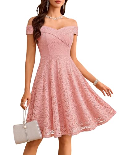 Womens Lace Cocktail Party Dress 2026 Short Simple Wedding Dresses Blush M