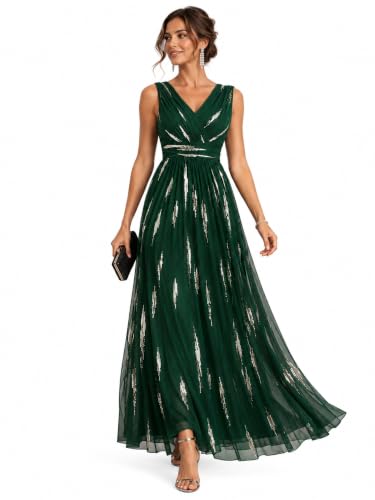 Ever-Pretty Women's Sequin A-Line V-Neck Maxi Fall Formal Evening Dress