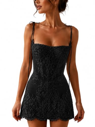 Boho Lace Short Wedding Dress Tie Strap Corset Mini Bridal Gown Black US04