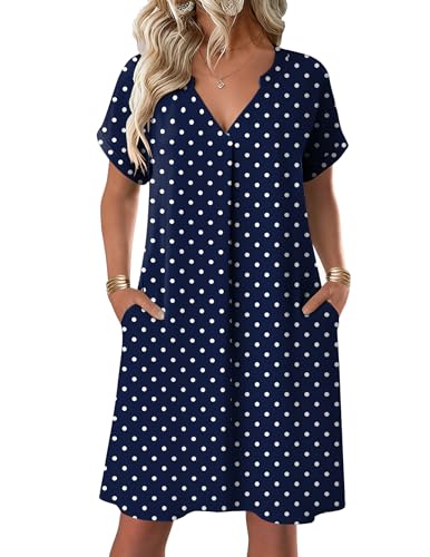 Zeagoo Petite Dresses Daily Henley A-Line Mini Pockets Ladies