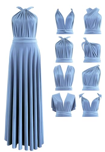Infinity Dress with Bandeau, Made in USA, Multiway Bridesmaid Dress Convertible Dress, Bridesmaid Dress Twist Wrap Maxi Dusty Blue