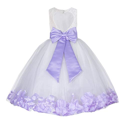 Ivory Floral Lace Heart Cutout Floral Petals Formal Flower Girl Dresses 185T 10