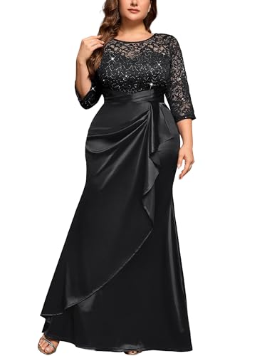 MISSMAY Women's Plus Size Formal Evening Gowns Satin Mermaid Wedding Dress