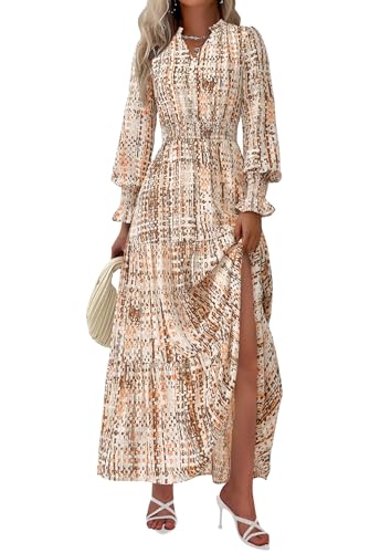 PRETTYGARDEN Women's Floral Maxi Dress Fall A Line Wedding Guest Dresses