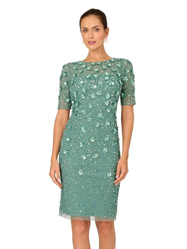Adrianna Papell Beaded Cocktail Dress, Green Slate, 10
