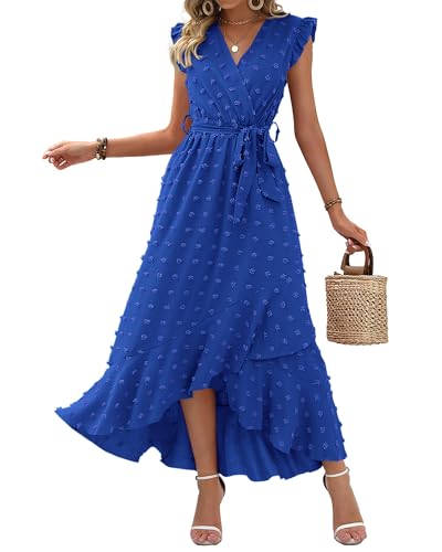 BTFBM Swiss Dot Wedding Guest Dresses for Women,Royal Blue,M