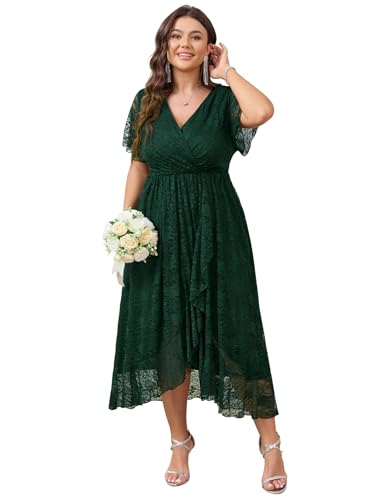 SCOMCHIC Womens Plus Size Wedding Guest Formal Dress Emerald Green