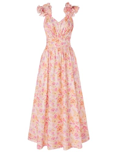 GRACE KARIN 2026 Women's Summer Floral Print Dress Apricot Floral 2XL