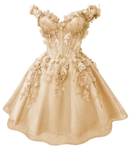 Youjiayi 3D Butterfly Damas Dresses for Quinceanera Champagne Size 4