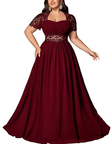 VOUIAO Women Plus Size Formal Dresses A Line Bridesmaid Dress Burgundy 3XL