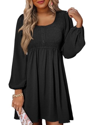 Dokotoo Womens Fall Dresses 2026 Long Sleeve Mini Dress Black Dress M