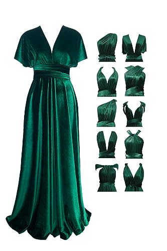 72styles Velvet Multi-Way Wrap Infinity Maxi Dress for Bridesmaids | Free Bandeau, Soft Velvet, One Size & Plus, Wedding, Party, Formal Events