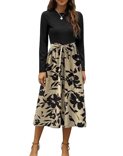Zattcas Business Casual Work Fall Dresses for Women Blacktaupe XL
