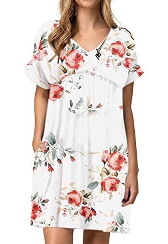 Jayscreate Women's Baby Doll Summer Casual T Shirt Flowy Short Sleeve Dress