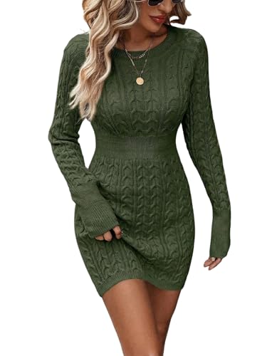 GORGLITTER Women's Cable Knit Sweater Dress Long Sleeve Fall Winter Dress