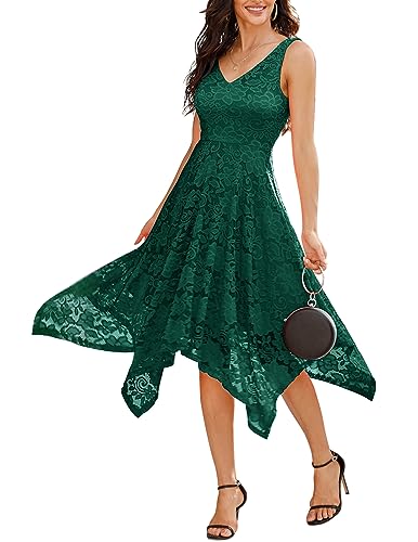Meetjen Women's Bridal Shower Elegant Mother of Bride Dress, Dark Green, S