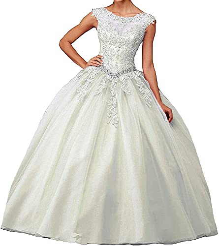 QXMYOO Women Cotillion Dress White Ball Gowns for Juniors Quinceanera Dresses Long