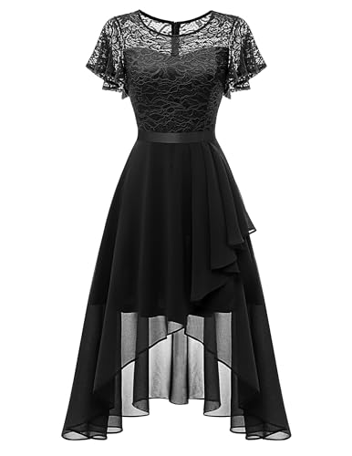Wedtrend Black Wedding Guest Dress, Swing Semi Formal Dresses Midi Length Gowns and Evening Dresses 2025 Cocktail Party Homecoming Dress WT0303BlackM