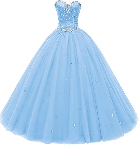 Likedpage Women's Sweetheart Ball Gown Tulle Quinceanera Dresses Prom Dress (US10, Baby Blue) … …