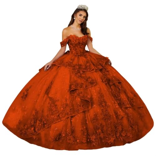 DXUOPL Lace Applique Quinceanera Dresses Sweetheart 15 Dress Size 12 Rust