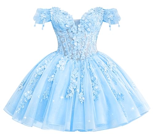 DXUOPL Light Blue Short Homecoming Dresses with Tassel Size 04