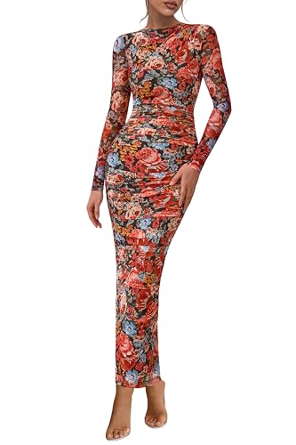 PRETTYGARDEN Long Sleeve Maxi Dresses for Women Wedding Guest Fall Outfits