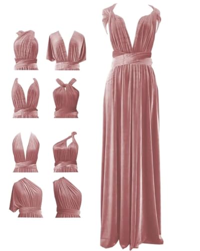 TPonline Women's Velvet Infinity Bridesmaid Dresses Dark Mauve-One Size | Wedding Guest Formal Evening Event Gown,Convertible Multiway Wrap Wedding Ceremony Dress,Free Bandeau,Floor Length