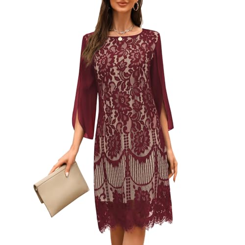 COOAN Wedding Guest Cocktail & Formal Dresses for Women - Lace Sequin Prom Evening Dress