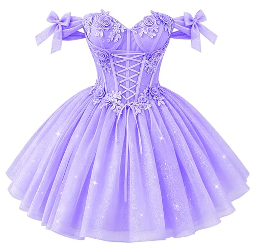 DXUOPL Light Lavender Homecoming Dresses with Bow Size 02