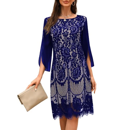 COOAN Wedding Guest Cocktail & Formal Dresses for Women - Lace Sequin Prom Evening Dress
