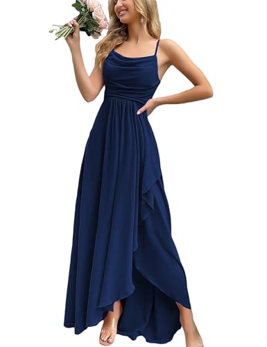 VOUIAO Wedding Guest Bridesmaid Dress Formal Evening Gown Navy Blue S
