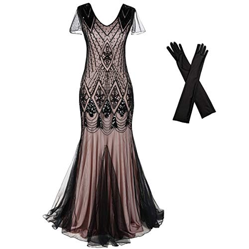 Fatycosme Women Flapper Evening Dress Plus Size 1920s Gatsby Formal Gown