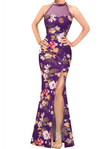 VFSHOW Womens Halter Formal Prom Gala Wedding Guest Maxi Dress Evening Gown