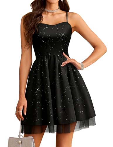 Short Sparkly Cocktail Party Dresses Homecoming Dress for Juniors Black L