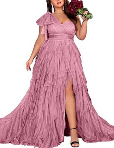 VOUIAO Women Plus Size Wedding Bridesmaid Formal Prom Dress Blush 2XL