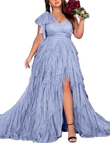 VOUIAO Women Plus Size Wedding Bridesmaid Formal Prom Dress Pale Blue XL