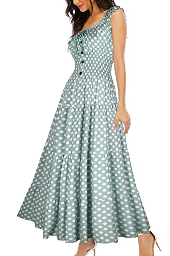 OSTOO Women's 2026 Summer Boho Floral Print Tiered Casual Flowy Long Maxi Dress(Green,S)