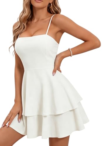 MISSMILLER Women's Backless Bow Tie Short Mini Dress 2026 Sexy Cowl Neck Homecoming Cocktail Dress for Wedding Guest White