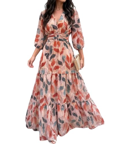 CHICME Womens Summer Boho Wedding Guest Vacation Maxi Dress-Multicolor-XL