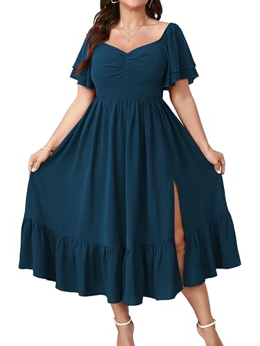 SCOMCHIC Womens Plus Size Wedding Guest Cocktail Dresses Lake Blue