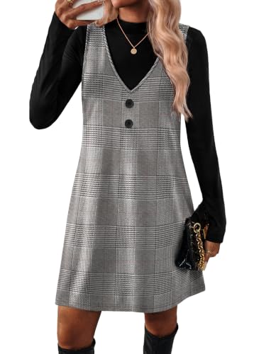 2 Piece Sets for Women Fall Dresses Long Sleeve Dress Women's Clothing Trendy Dress Sets with Pockets Abvoe Knee Business Casual Outfits Houndstooth 2XL