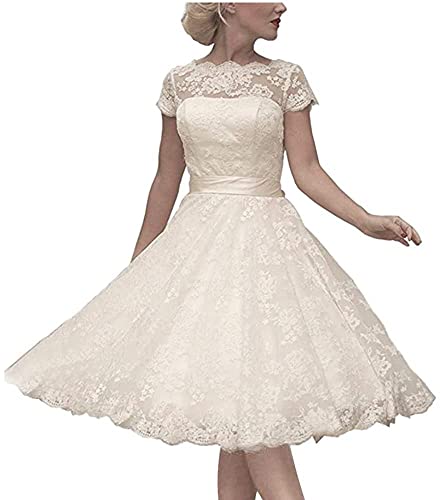 Women's Cocktail Dress Short Formal Wedding Bridal Gown Size 22 Plus Ivory