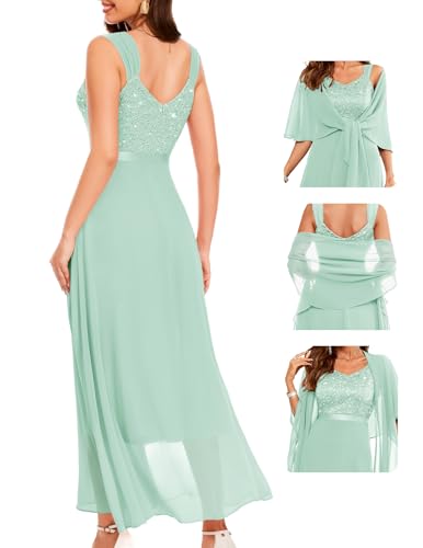 Homecoming Sequin Lace Dress Sleeveless Evening Formal Gown Light Green XS