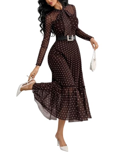 GothDark Plus Size Ruffle Dresses for Women Brown 3X-Large Fits US Size 16
