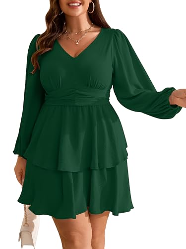 RWJ Homecoming Dress Plus Size Female Stretch Waist Mini Emerald Green L