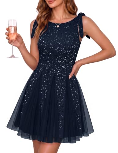 Wedtrend Women's Sequin Bridal Shower Dress 80s Prom Cocktail Party NavyXL