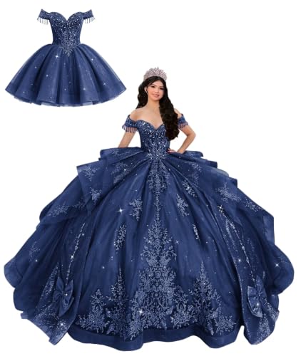 Mauuwy Navy DAMA Dress for Quincenera 2 in 1 XV Dresses Size 2