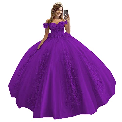 XYAYE Princess Lace Off Shoulder Sweet 16 Dresses Pur Size 6 Purple