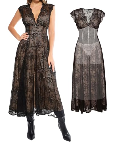 Popilush Lace Formal Cocktail Wedding Guest Dresses for Women Skin 3XL