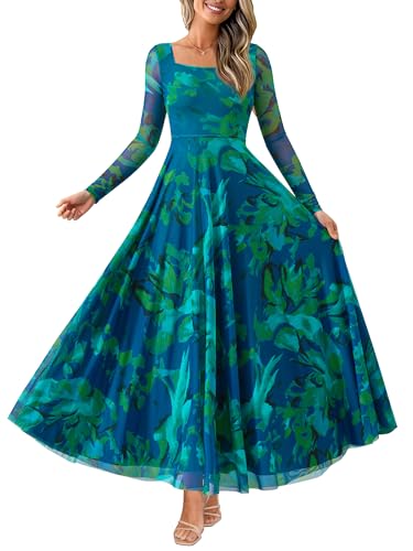 BTFBM Women Boho Maxi Dress Fall 2026 Wedding Guest Dresses Floral Green
